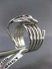 ANTIQUE WIDE .60CT DIAMOND 14KT WHITE GOLD 3D CLASSIC PAVE LEAF COIL RING #16809