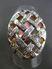 ESTATE WIDE .65CT DIAMOND 14K WHITE & YELLOW GOLD 3D WOVEN PIE OVAL ITALIAN RING