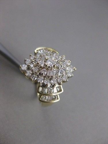 ESTATE WIDE 1.25CTW DIAMOND 14K WHITE & YELLOW GOLD CLUSTER COCKTAIL RING #21369