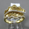 ESTATE WIDE .38CT DIAMOND 14KT WHITE & YELLOW GOLD 3D HANDCRAFTED LEAF RING