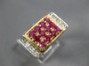 ANTIQUE WIDE 1.62CT ROSE CUT DIAMOND & RUBY 14K TWO TONE GOLD OPEN FILIGREE RING