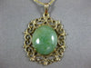 ANTIQUE WIDE AAA JADE 14KT YELLOW GOLD 3D FILIGREE HEART FLOATING PENDANT #24042