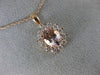 ESTATE 1.63CT DIAMOND & AAA MORGANITE 14KT ROSE GOLD OVAL FLOWER CLASSIC PENDANT
