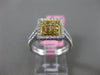 ESTATE .57CT WHITE & YELLOW DIAMOND 18KT TWO TONE GOLD SQUARE HALO PROMISE RING