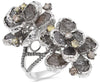 12.55CT WHITE & MULTI COLOR DIAMOND 18KT WHITE GOLD HANDCRAFTED FLOWER FUN RING