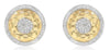 ESTATE .25CT DIAMOND 14K 2 TONE GOLD 3D HAMMERED LOOK CIRCULAR FUN STUD EARRINGS
