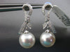 ESTATE .23CT DIAMOND & AAA SOUTH SEA PEARL 18KT WHITE GOLD BOW HANGING EARRINGS