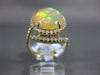 ESTATE LARGE 4.64CT DIAMOND & AAA OPAL 14KT YELLOW GOLD 3D OVAL HALO SNAKE RING