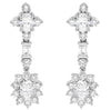 ESTATE 2.25CT DIAMOND 18K WHITE GOLD 3D ROUND & BAGUETTE FLOWER HANGING EARRINGS
