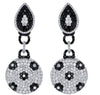 EXTRA LARGE 7.35CT WHITE & BLACK DIAMOND 18K WHITE & BLACK GOLD HANGING EARRINGS