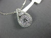 ESTATE .63CT DIAMOND 18K WHITE GOLD 3D CLASSIC FLOWER TEAR DROP FLOATING PENDANT