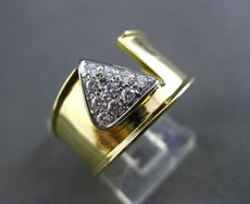 ESTATE LARGE .25CT DIAMOND 18K WHITE & YELLOW GOLD TRIANGLE TRILLION RING #22095