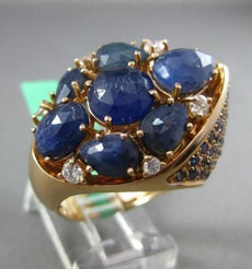 ANTIQUE 18.50CT DIAMOND & SAPPHIRE 18KT ROSE & YELLOW GOLD BOAT HANDCRAFTED RING