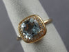 ESTATE 1.44CT DIAMOND & AAA AQUAMARINE 14KT ROSE GOLD 3D SQUARE ENGAGEMENT RING