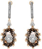 11.15CT DIAMOND & AAA SMOKY TOPAZ 14KT ROSE GOLD 3D FLOWER OVAL HANGING EARRINGS