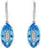 17.94CT DIAMOND & AAA BLUE TOPAZ  14KT WHITE GOLD 3D MARQUISE HANGING EARRINGS