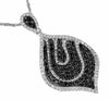 1.30CT WHITE & BLACK DIAMOND 14KT WHITE GOLD 3D PAVE TEAR DROP PENDANT