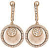 11.09CT ROUND DIAMOND & AAA SMOKY TOPAZ 14KT ROSE GOLD CLUSTER HANGING EARRINGS