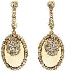 8.27CT DIAMOND & AAA CITRINE 14KT YELLOW GOLD 3D CLUSTER OVAL HANGING EARRINGS