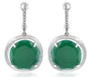 ESTATE 15.08CT DIAMOND & AAA GREEN AGATE 14KT WHITE GOLD ROUND HANGING EARRINGS