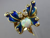 ESTATE LARGE .15CT DIAMOND OPAL & BLUE ENAMEL 14KT YELLOW GOLD 3D BUTTERFLY RING