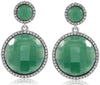 ESTATE 7.59CT DIAMOND & AAA AGATE 14KT WHITE GOLD 3D ROUND HANGING EARRINGS