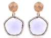 11.36CT DIAMOND & AAA AMETHYST 14KT ROSE GOLD 3D HAMMERED LOOK HANGING EARRINGS