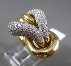 ESTATE LARGE 1.92CT DIAMOND 14KT WHITE & YELLOW GOLD 3D LOVE KNOT BELT RING