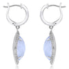 12.65CT DIAMOND & AAA BLUE CHALCEDONY 14K WHITE GOLD CLASSIC HANGING EARRINGS