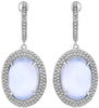 12.65CT DIAMOND & AAA BLUE CHALCEDONY 14K WHITE GOLD CLASSIC HANGING EARRINGS