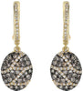 1.17CT WHITE & MOCHA DIAMOND 14KT YELLOW GOLD OVAL MULTI WAVE HANGING EARRINGS