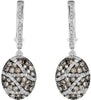 1.19CT WHITE & MOCHA DIAMOND 14KT WHITE GOLD 3D OVAL MULTI WAVE HANGING EARRINGS