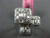 LARGE 1.40CT ROUND & BAGUETTE DIAMOND 18K WHITE GOLD 3D SQUARE CLUSTER HALO RING