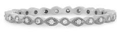 ESTATE .07CT DIAMOND 14KT WHITE GOLD ETERNITY FILIGREE WEDDING ANNIVERSARY RING