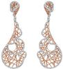 LARGE 2.60CT DIAMOND 18KT WHITE & ROSE GOLD 3D TEAR DROP WEB HANGING EARRINGS