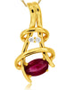 ESTATE .59CT DIAMOND & AAA RUBY 14K WHITE GOLD CLASSIC LOVE KNOT JOURNEY PENDANT