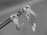 ESTATE .50CT DIAMOND 14K WHITE GOLD MULTI ROW LOVE KNOT CLIP ON HANGING EARRINGS