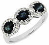 1.93CT DIAMOND & AAA SAPPHIRE 14KT WHITE GOLD OVAL 3 STONE HALO ANNIVERSARY RING