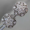 ESTATE 1CT DIAMOND 14K WHITE GOLD CLASSIC MARQUISE CLUSTER FLOWER STUD EARRINGS