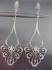 ESTATE LARGE .80CT DIAMOND 14KT WHITE GOLD FLOWER OPEN FILIGREE HANGING EARRINGS