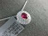 ESTATE .68CT DIAMOND & AAA RUBY 18KT WHITE GOLD OVAL DOUBLE HALO CLASSIC PENDANT