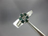 ESTATE .72CT WHITE AND BLUE DIAMOND 14KT WHITE GOLD 3D FLOWER CLUSTER LOVE RING