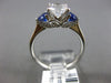 ESTATE 1.72CT DIAMOND & AAA SAPPHIRE 14KT WHITE GOLD THREE STONE ENGAGEMENT RING