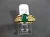 ESTATE 1.10CT DIAMOND & AAA OVAL EMERALD 18KT YELLOW GOLD 3D ENGAGEMENT RING