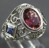 ESTATE LARGE 1.82CT AAA TOPAZ & TANZANITE 14KT WHITE GOLD 3D FILIGREE OVAL RING