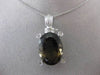 ANTIQUE LARGE 16.45CT DIAMOND & AAA SMOKY TOPAZ 18KT WHITE GOLD 3D OVAL PENDANT