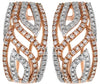 ESTATE WIDE .84CT DIAMOND 14KT ROSE GOLD 3D MULTI LEAF CLIP ON HANGING EARRINGS