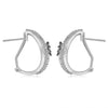 WIDE 1.47CT WHITE & MOCHA DIAMOND 14K WHITE GOLD FLOWER CLIP ON HANGING EARRINGS