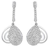 .65CT DIAMOND 14KT WHITE GOLD 3D CLUSTER PEAR SHAPE TEAR DROP HANGING EARRINGS