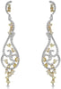 LARGE 5.83CT WHITE & FANCY YELLOW DIAMOND 18KT TWO TONE GOLD 3D HANGING EARRINGS